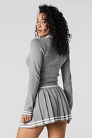 Contrast Knit Pleated Mini Skirt