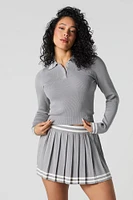 Contrast Knit Pleated Mini Skirt