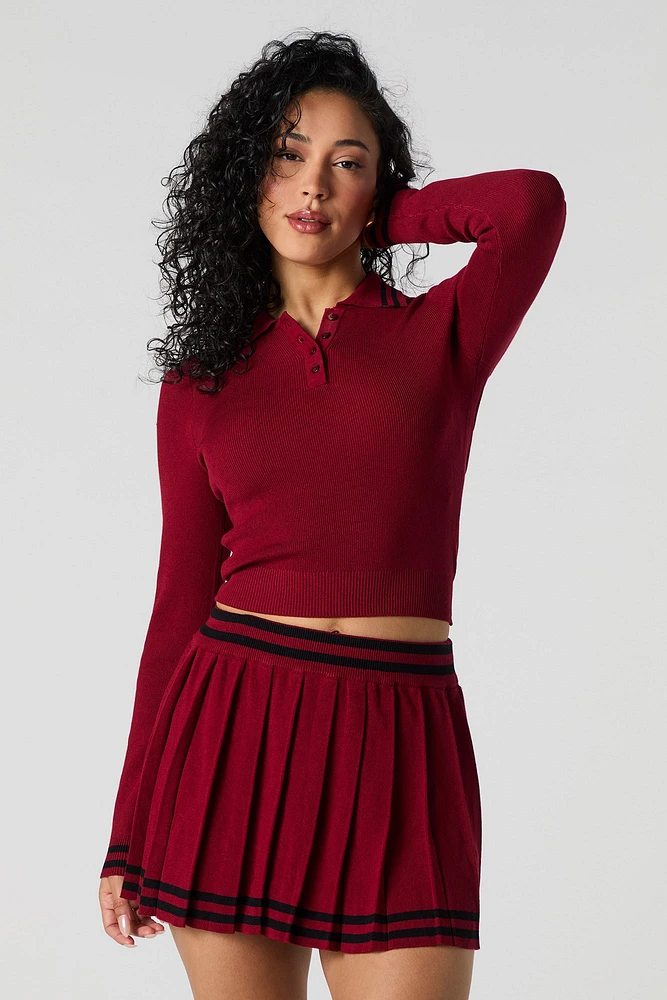 Minijupe plissée en tricot contrastant