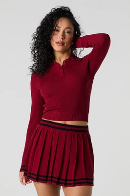 Minijupe plissée en tricot contrastant