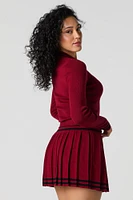 Contrast Knit Pleated Mini Skirt