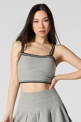 Knit Striped Trim Cropped Tank