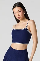 Knit Striped Trim Cropped Tank