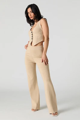 Pantalon en tricot à jambe large