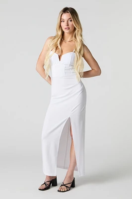 Robe maxi à fente latérale et corset dos ouvert