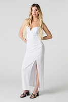 Robe maxi à fente latérale et corset dos ouvert