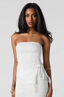 Lace Self-Tie Side Cinched Asymmetrical Tube Top