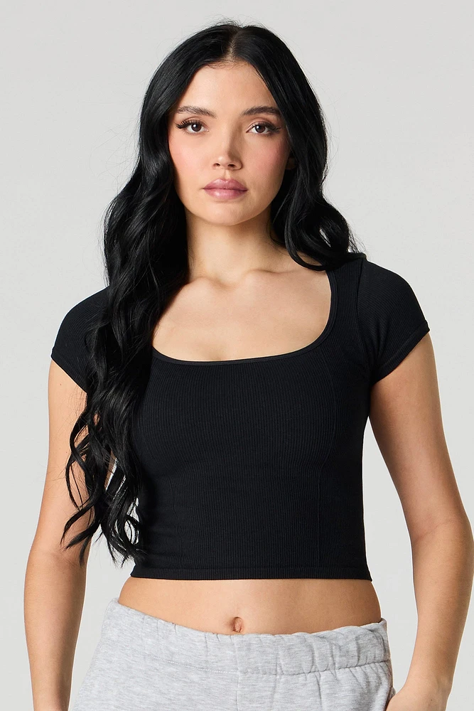 Seamless Ribbed Square Neck Baby Tee