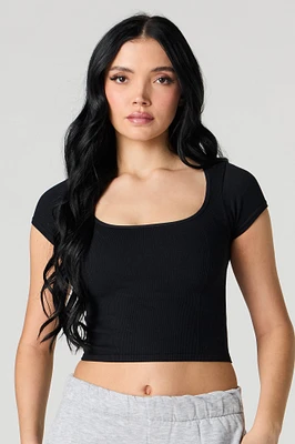 Seamless Ribbed Square Neck Baby Tee