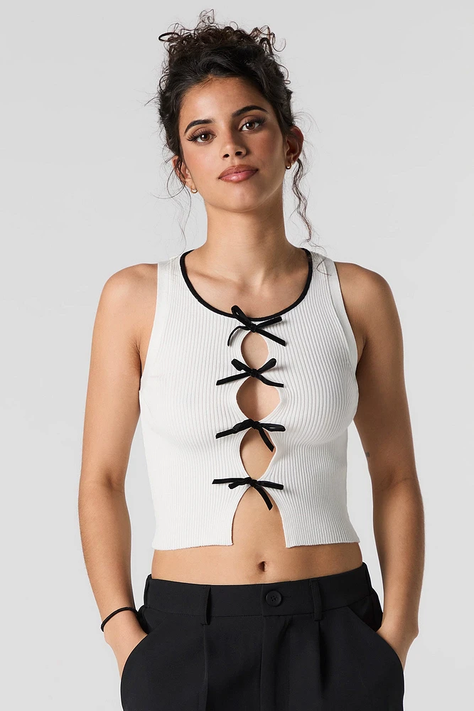 Camisole en tricot côtelé avec découpe et boucle