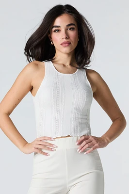 Pointelle Knit Cropped Tank