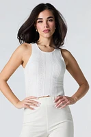 Pointelle Knit Cropped Tank