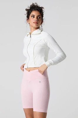 Short de cycliste sans couture à taille repliée