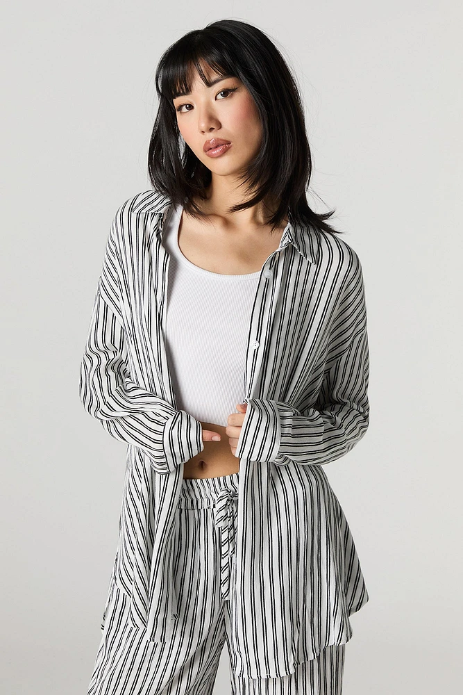 Oversized Button-Up Side Slit Top