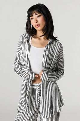 Oversized Button-Up Side Slit Top