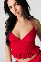 Camisole bain-de-soleil plissée à encolure en cur