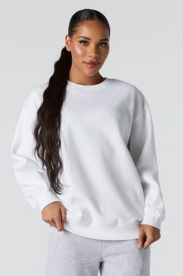 Oversized Solid Fleece Sweatshirt