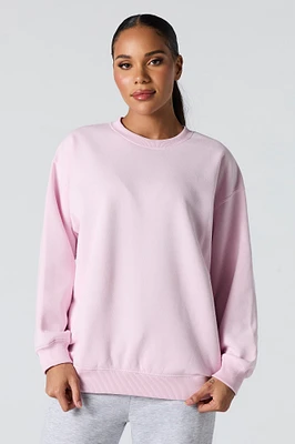 Oversized Solid Fleece Sweatshirt