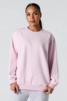 Oversized Solid Fleece Sweatshirt