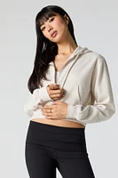 Fleece Cropped Zip-Up Hoodie