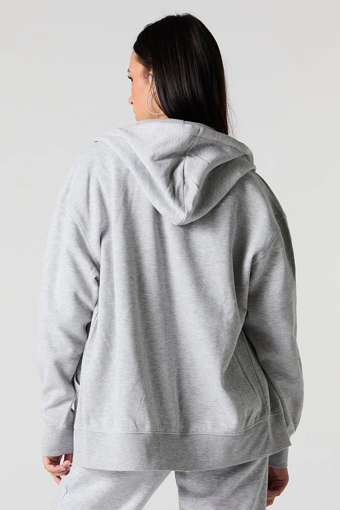 Oversized Zip-Up Fleece Hoodie