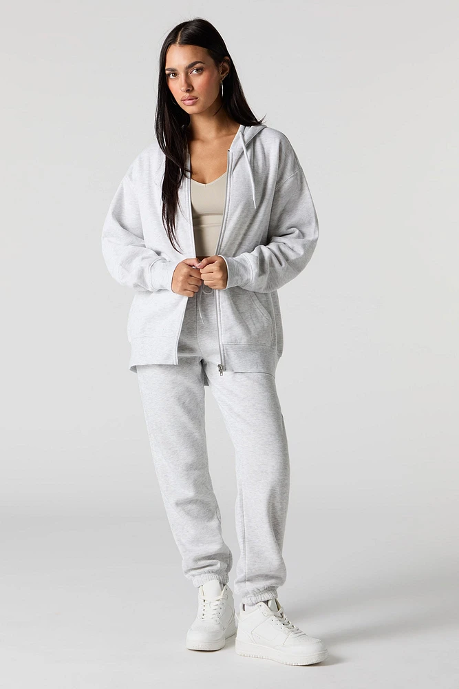 Oversized Zip-Up Fleece Hoodie