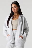 Oversized Zip-Up Fleece Hoodie