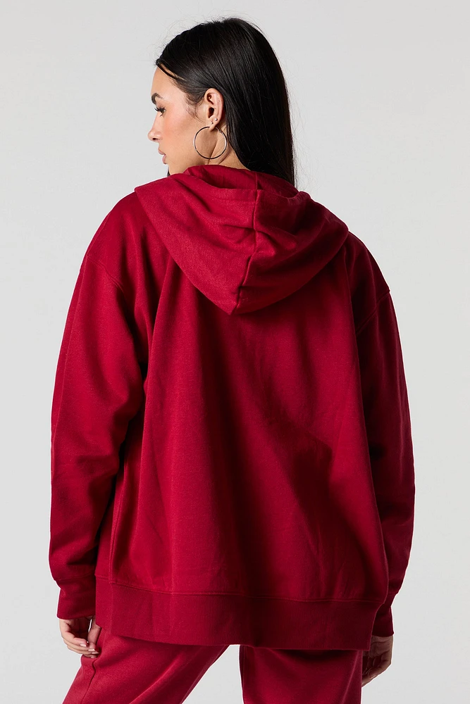 Oversized Zip-Up Fleece Hoodie