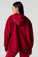 Oversized Zip-Up Fleece Hoodie