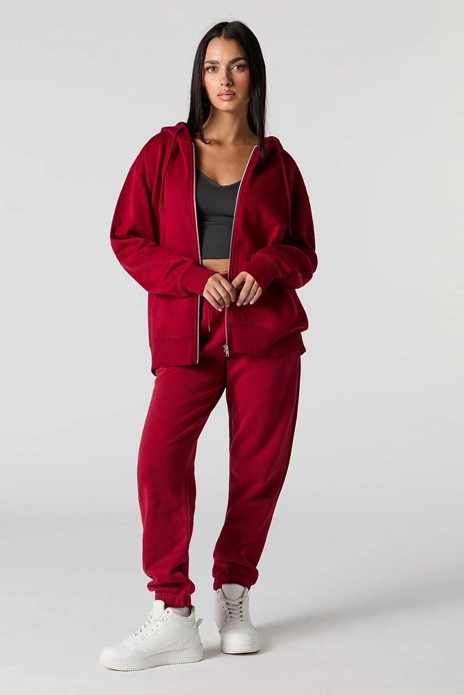 Oversized Zip-Up Fleece Hoodie