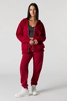 Oversized Zip-Up Fleece Hoodie