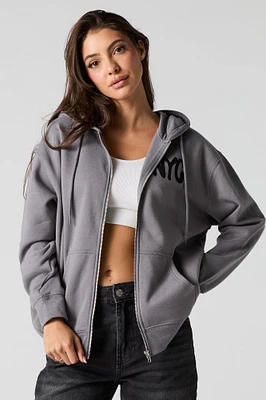 Graphic Fleece Zip-Up Hoodie