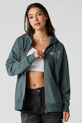 Graphic Fleece Zip-Up Hoodie