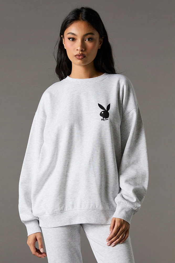 Playboy Oversized Graphic Fleece Sweatshirt