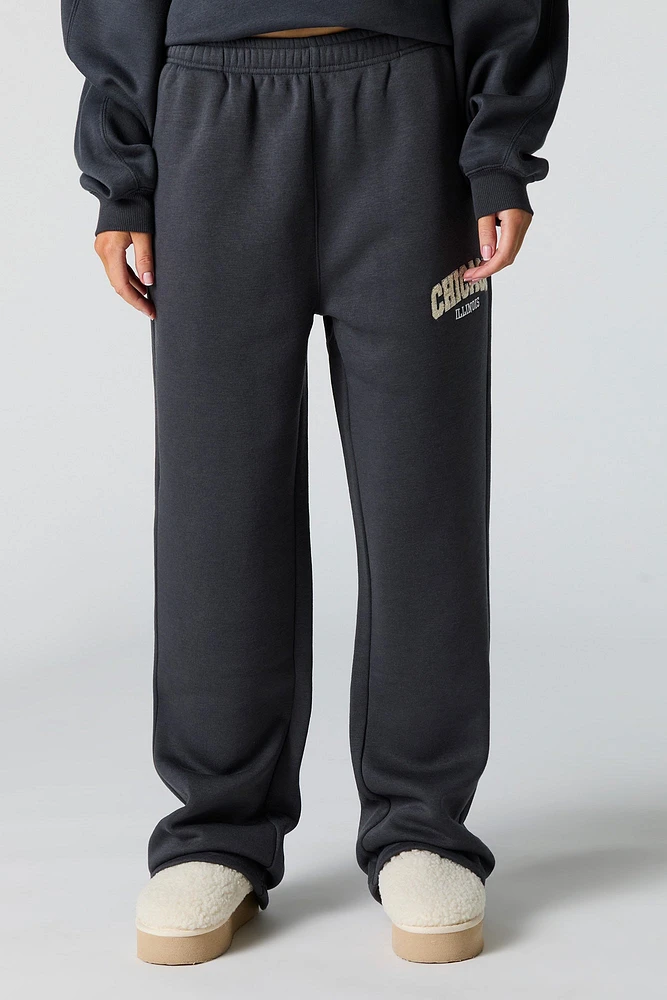 Pantalon d'entraînement à jambe large en molleton avec motif