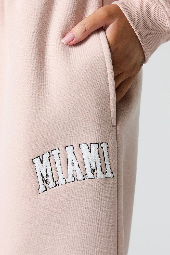 Embroidered Destination Wide Leg Sweatpant