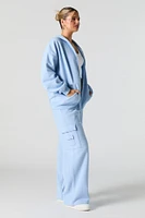 Solid Fleece Wide Leg Cargo Sweatpant
