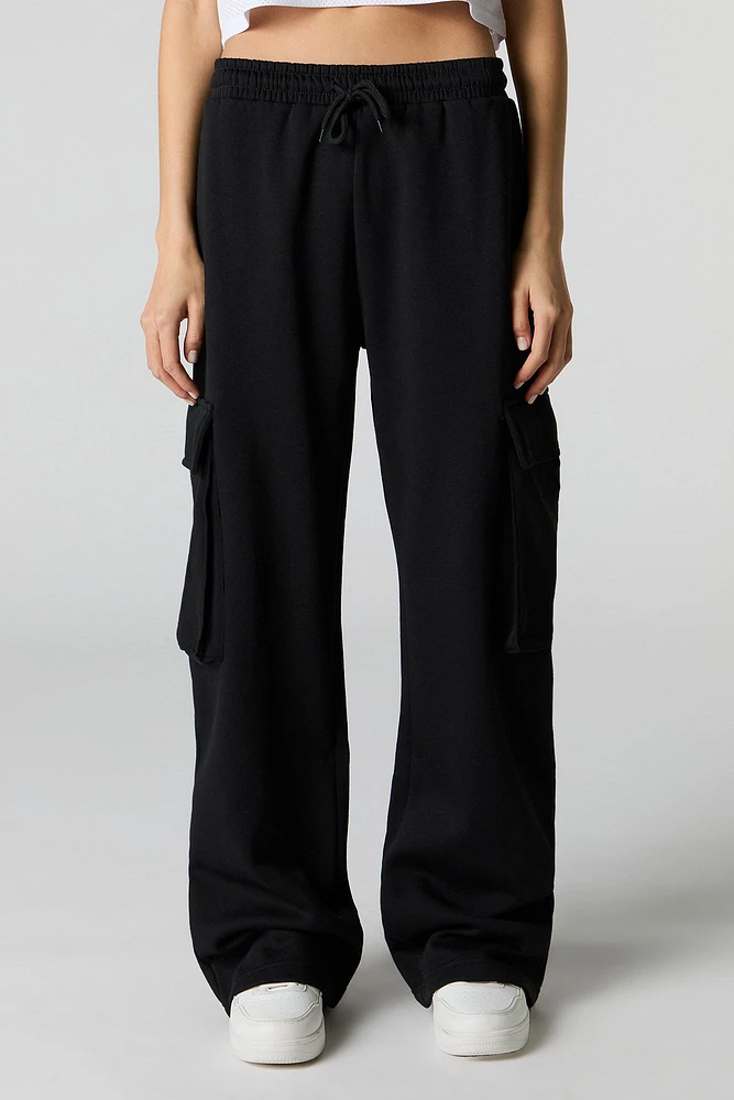 Fleece Wide Leg Cargo Sweatpant