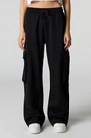 Fleece Wide Leg Cargo Sweatpant
