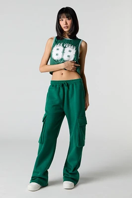 Fleece Wide Leg Cargo Sweatpant