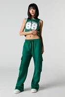 Fleece Wide Leg Cargo Sweatpant