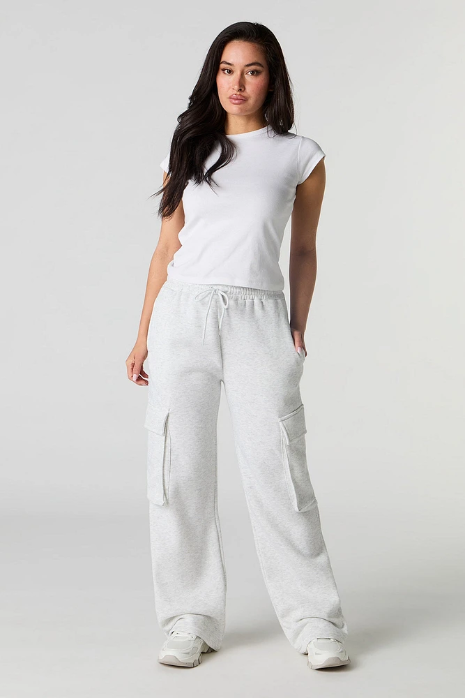 Fleece Wide Leg Cargo Sweatpant