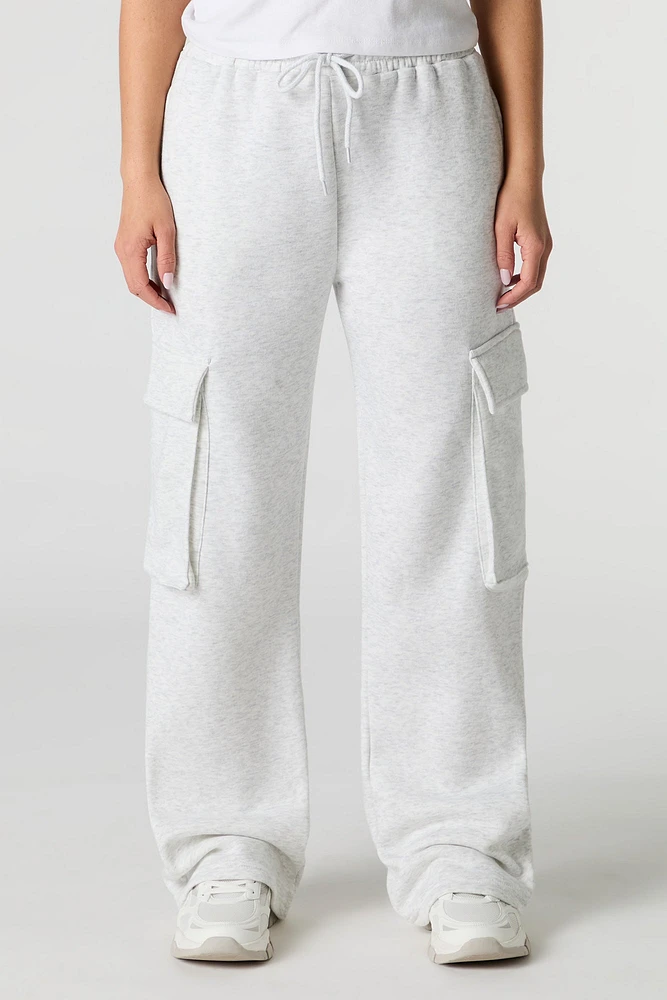 Fleece Wide Leg Cargo Sweatpant