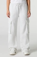 Fleece Wide Leg Cargo Sweatpant