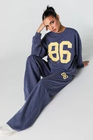 Graphic Washed Wide Leg Fleece Sweatpant
