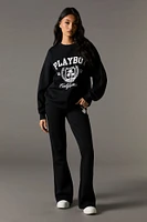 Pantalon en molleton jambe évasée à imprimé Playboy