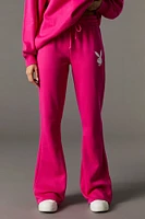 Pantalon en molleton jambe évasée à imprimé Playboy