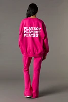 Pantalon en molleton jambe évasée à imprimé Playboy