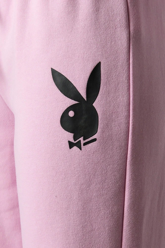 Pantalon en molleton jambe évasée à imprimé Playboy