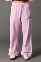 Pantalon en molleton à jambe large blocs de couleurs et broderie Playboy